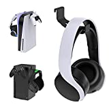 PS5 Headphone Holder DOBEWINGDELOU Headset Hanger for PS5 and Xbox Series X Controller Stand Mount for PS 5 DualSense and Xbox Series X, No Screws No Adhesive Tape (Black)