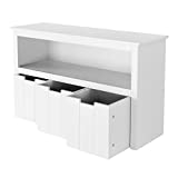 3 Drawers Toy Storage Cabinet, Floor Storage Chest with 12 Hidden Wheels and Large Storage Shelf, Storage Organizer Unit for Playroom, Bedroom