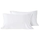 EHEYCIGA Bamboo Pillowcase Queen Size Set of 2, White 20 x 30 Inches Cooling Pillowcases Breathable 2 Pack, Ultra Soft Pillow Case with Envelope Closure