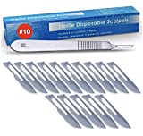 MedHelp 15 Pack Surgical Blades 10 and Stainless Steel Scalpel Handle, Size 10 Scalpel Blades, High Carbon Steel Dermablade Surgical #10 ● Box of 15 Blades +1 Handle