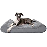 Furhaven Orthopedic Pet Bed for Dogs and Cats - Luxe Lounger Ultra Plush Curly Fur Contour Dog Bed Mattress with Removable Washable Cover, Gray, Giant (XXX-Large)
