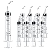 9 Pack 12ml/cc Dental Syringe with Curved Tip & Measurement Disposable Graduated Dental Irrigation Syringe for Oral Dental Care, Tonsil Stones Removing, Lab, Feed Small Pet (9 Pack-Curved-Measurement)