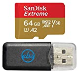 SanDisk Extreme 64GB Micro SD Memory Card for GoPro Works with GoPro Hero 9 Black Camera UHS-1 U3 / V30 A2 4K Class 10 (SDSQXA2-064G-GN6MN) Bundle with (1) Everything But Stromboli MicroSD Card Reader