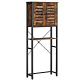 VASAGLE COBADO Over-The-Toilet Storage, Bathroom Organizer Cabinet, with Cupboard and Shelf, Steel Frame, Easy Assembly, Industrial, Rustic Brown and Black UBTS004B01