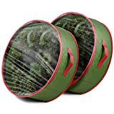 ZOBER 2-Pack Christmas Wreath Storage Container Clear Top 36-Inch, Breathable Non-Woven Material - Dual-Zippered Holiday Wreath Storage Bag & Durable Handles, Protect Artificial Xmas Wreaths