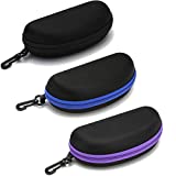 Sunglasses Case,(3 Pack) Portable Travel Zipper Eyeglasses Frame glasses Case Hook For Mens and womens