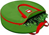 CLOZZERS Christmas Wreath and Garland Bag with Durable Zippered Closure and Sturdy Handles, for Wreaths up to 30” Inches, Heavy Duty, Tear Proof and Water Resistant, Green