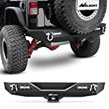 Nilight - JK-52A Rear Bumper Compatible for 2007-2018 Wrangler JK,Rock Crawler Bumper with Hitch Receiver & 2X Upgraded 18W LED Lights Off Road Textured Black,2 years Warranty