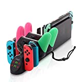 Controller Charger for Nintendo Switch, Charger for 4 Switch Joy-Con Controllers, 2 Switch Pro Controllers, 2 Joy-con Wrist Straps with USB 2.0 Plug and USB 2.0 Ports - 6 in 1