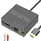 4K 60Hz HDMI Audio Extractor Splitter Converter, HDMI to HDMI +Optical +3.5mm AUX Audio Adapter Supports HDMI 2.0,18Gpbs Bandwidth,Dolby Digital/DTS,PCM HDR10