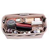 Lmeison Purse Insert Organizer for Women, Tote Bag Organizer Insert for Neverfull MM Speedy 35, 13 Pocket Felt Bag Organizer fits Longchamps Tote Bag, Beige, X-Large