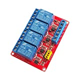 Vogurtime 4 Channel 5V Relay Module with Optocoupler Isolation Support High and Low Level Trigger Relay Red Board