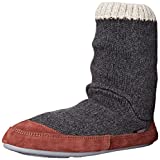 Acorn Men's Slouch Boot Slipper, Charcoal Ragg Wool, Large