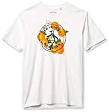 Original Penguin Men's Short Sleeve Fashion Circle Logo Tee, Bright White Orange, Medium
