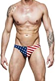 Gary Majdell Sport Men's USA American Flag Thong Swimsuit Stars and Stripes Medium