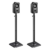 Mounting Dream Height Adjustable Bookshelf & Desktop Vizio, Bose, Polk, JBL, Sony, Speaker Stands Pair with Wire Management, (11LBS Per, Black