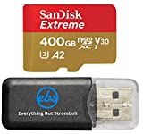 SanDisk Extreme 400GB Micro SD Memory Card for GoPro Works with GoPro Hero 9 Black Camera UHS-1 U3 / V30 A2 4K Class 10 (SDSQXA1-400G-GN6MN) Bundle with 1 Everything But Stromboli MicroSD Card Reader
