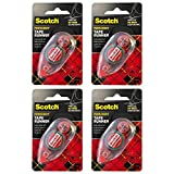 Scotch 3M Scotch Double Sided Adhesive Roller, 7 mm x 8 m, Red, 4 Pack