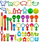 Play Dough Tools for Kids, Various Plastic Moulds, Assorted Colors, 45 Pieces