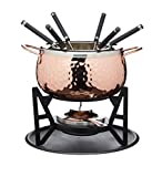 KitchenCraft Artes Luxury 6-Person Swiss Fondue Set, Stainless Steel, Gift Box, Hammered Copper Finish