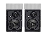 Monoprice 3-Way Carbon Fiber In-Wall Speakers - 6.5 Inch (Pair) With Magnetic Grille - Alpha Series