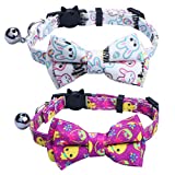 STMK 2 Pack Easter Cat Collars with Bow Tie Bell, Breakaway Adjustable Cat Kitten Collars with Bowtie Bell for Cats Kittens (Bunny & Chick)