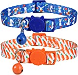 BoomBone Easter Cat Collar Breakaway, Set of 2 Spring Kitten Collars with Bell