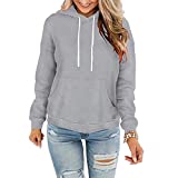 Davenil Womens Hoodies Comfy Fleece Long Sleeve Hooded Sweatshirt Pullover for Women Casual Tops with Pocket Gray Size XXL