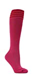 Hot Pink Striped Youth Breast Cancer Awareness Football Soccer Sport Knee High Socks(1 Pair), Red, Large