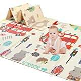 78" X 70" Baby Play Mat Floor Mat Foam Playmat, Non-Toxic Foldable Waterproof Crawling Mat for Toddlers and Infants