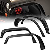 oEdRo Flat Front & Rear Fender Flares Compatible with 2007-2018 Jeep Wrangler JK & JKU Unlimited, 4 PCS Off-Road Steel Liner Set