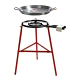 Garcima Tabarca Paella Pan Set with Burner, 20-Inch Carbon Steel Outdoor Pan and Reinforced Legs