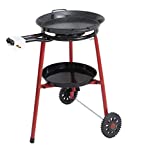 Mabel Home Paella Pan + Paella Burner and Stand Set on Wheels + Complete Paella Kit for up to 14 Servings - 15.75 inch Gas Burner + 18 inch Enamaled Steel Paella Pan
