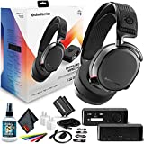 SteelSeries - Arctis Pro Wireless DTS Headphone:X V2.0 Surround Sound Gaming Headset for PS4 and PC - Black - with Headphone Cleaner + 3.5mm Extension Cable + Fibercloth + USB Power Cube and More