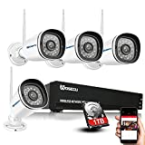 WOSECU 8CH Wireless Security Camera System, Home Security Outdoor 1TB Hard Drive Pre-Installed 4PCS 1080p Outdoor WiFi Surveillance Camera with Night Vision, Waterproof, Motion Alert, Remote Access