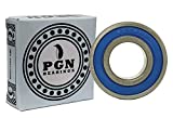PGN (2 Pack) 6004-2RS Bearing - Lubricated Chrome Steel Sealed Ball Bearing - 20x42x12mm Bearings with Rubber Seal & High RPM Support