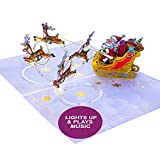 100 Greetings LIGHTS & MUSIC Reindeer Card - Musical Christmas Card Plays RUDOLPH Song – 3D Christmas Pop Up Cards to Impress Your Loved Ones – Pop Up Christmas Cards - 1 Merry Christmas Card Pop Up