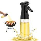 Olive Oil Sprayer for Cooking - 200ml Glass Oil Dispenser Bottle Spray Mister - Refillable Food Grade Oil Vinegar Spritzer Sprayer Bottles for Kitchen, Air Fryer, Salad, Baking, Grilling, Frying (Black)