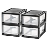 IRIS USA MSD-1 Compact Stacking Drawer, Black, 6 Quart, 4-Pack