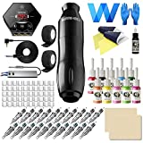 Wormhole Tattoo Kit Complete Tattoo Pen Kit Rotary Tattoo Machine Kit with 20pcs Tattoo Cartridge Needles, 10pcs Tattoo Inks Tattoo Gun Kit Beginner WTK060