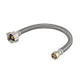 Eastman 48088 Flexible Toilet Connector, Stainless Steel Braided Hose with Ballcock nuts, 7/8-inch B/C x 3/8-inch Compression Inlet, 12-Inch Length