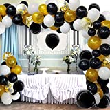 Black and Gold Balloons Arch Garland kit 118pcs Latex Black White Gold Confetti Balloons for New Year's Eve Metallic Black and Gold Party Decorations for Wedding Birthday Graduation