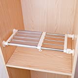 Hershii Closet Tension Shelf & Rod Expandable Metal Storage Rack Adjustable Organizer DIY Divider Separator for Cabinet Wardrobe Cupboard Kitchen Bathroom，15.74-23.62inches