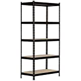 King’s Rack 5 Layer Black Steel Storage Rack Boltless Shelving Unit Tier Layer Height Adjustable Shelf Organizer 30" W x 12" D x 60" H