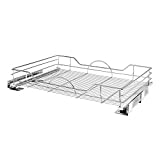Rev-A-Shelf 5730-33CR 33 x 22 Inch Single Chrome Wire Basket Pull Out Shelf Storage Organizer with Soft Close for Kitchen Base and Lower Cabinets, Silver