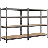 Topeakmart Set of 2 Metal Storage Shelves, Adjustable Garage Shelves Heavy Duty Shelving Unit, Boltless Metal Shelves Organizer for Home/Garage/Basement, 59''H