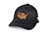 Branded Bills 'The Patriot' Leather Patch Flex Fit FittedHat - Small/Medium (Black)