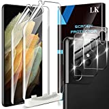 LK [2+2 Pack] for 2 Pack Samsung Galaxy S21 Ultra Screen Protector [Not Glass] 6.8-inch with 2 Pack Camera Lens Protector [Fingerprint Reader] Ultra-thin Soft Film, Self-Healing, Easy Install