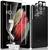 TAURI [2+2 Pack Compatible with Samsung Galaxy S21 Ultra 5G 6.8 - inch, 2 Pack Flexible TPU Screen Protector + 2 Pack Camera Lens Protector Support Fingerprint Unlock Easy Installation Bubble Free