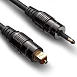 FosPower (3 Feet) 24K Gold Plated Toslink to Mini Toslink Digital Optical S/PDIF Audio Cable with Metal Connectors & Strain-Relief PVC Jacket
